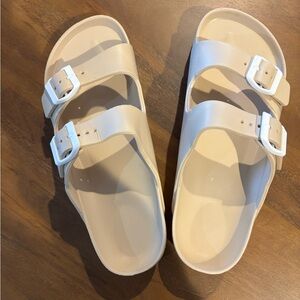Women's Double-Buckle Slide Sandals - Cream